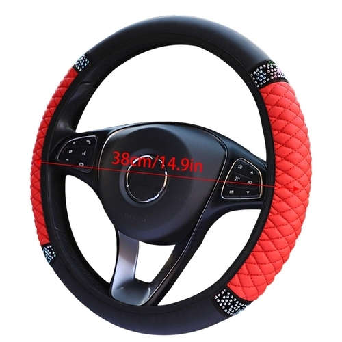 104 - NEW BAGGED NEW BAGGED LMYDIDO Car Steering Wheel Cover Leather RED