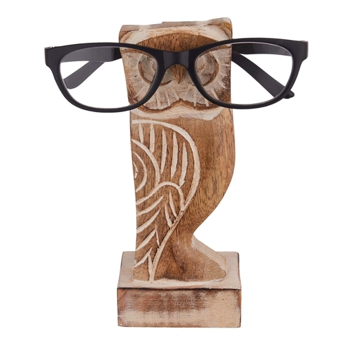 274 - NEW BOXED OWL WOODEN Eye glasses Holder