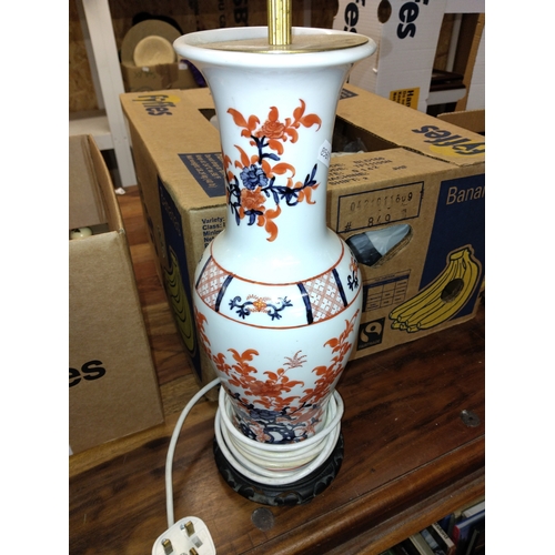 108 - LOVELY CHINESE IMARI TABLE LAMP 300M