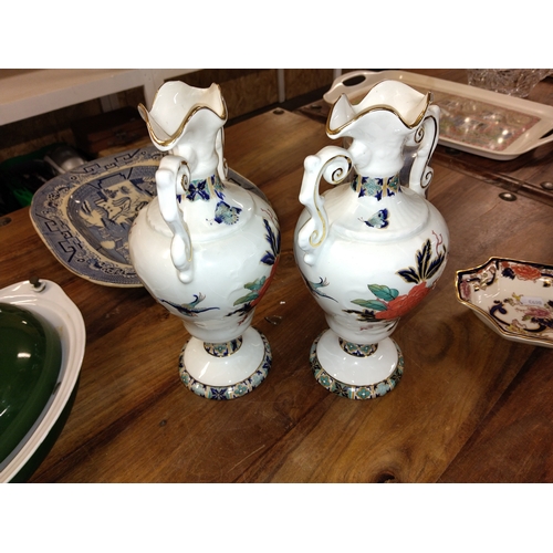 106 - LOVELY PAIR OF OLD FOLEY TALL VASES 28CM PERFECT CONDITION