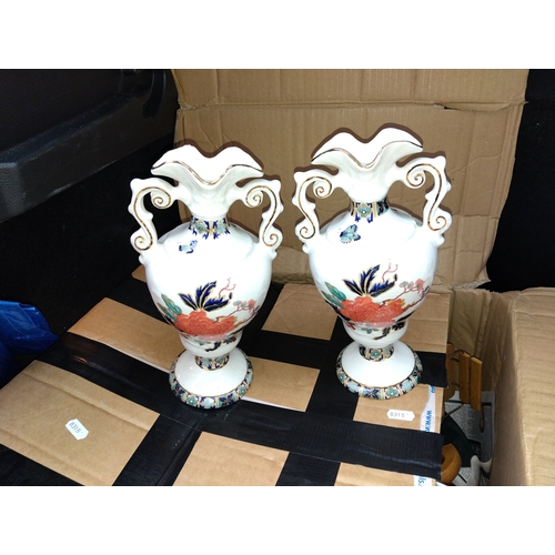 106 - LOVELY PAIR OF OLD FOLEY TALL VASES 28CM PERFECT CONDITION