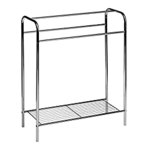 154 - NEW BOXED Premier Housewares Chrome Floor Standing Towel Stand - Silver