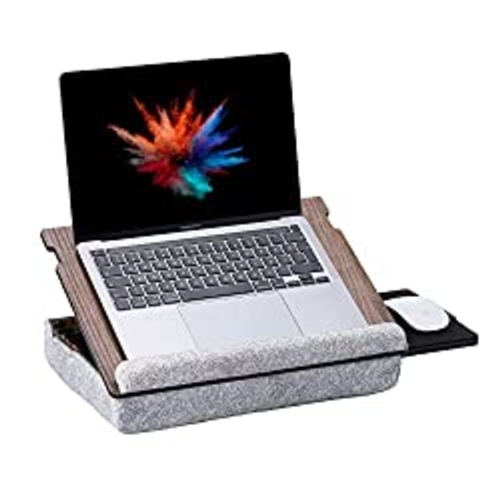 124 - NEW BOXED  Vigo Wood Laptop Tray WITH COVERED FOAM FULLY ADJUSTABLE WITH SLIDE OUT MOUSE TRAY