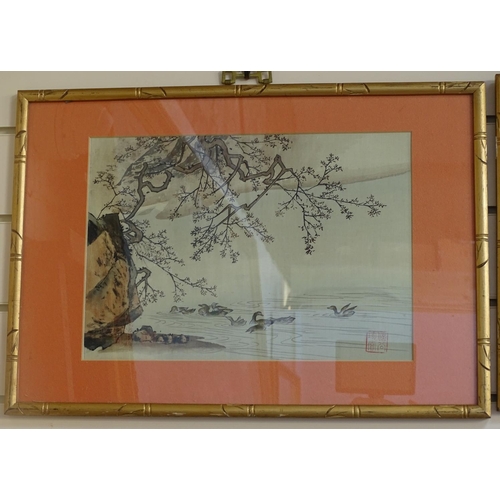 1016 - Chinese School, a pair of watercolours on paper, river landscapes, signed with seals, 10.5