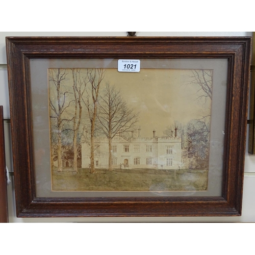 1021 - An early 20th century over painted photograph, Greyfriars at Winchelsea, framed