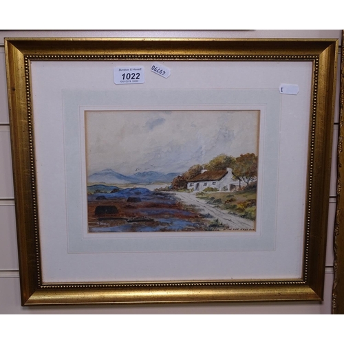 1022 - T A Crawley, a pair of watercolours, the valley, and by the side of the bog, gilt framed