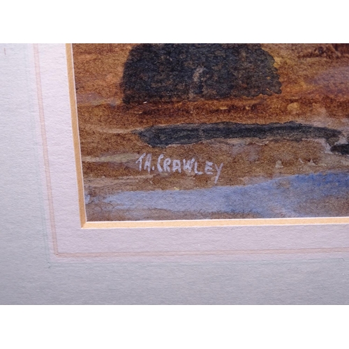 1022 - T A Crawley, a pair of watercolours, the valley, and by the side of the bog, gilt framed