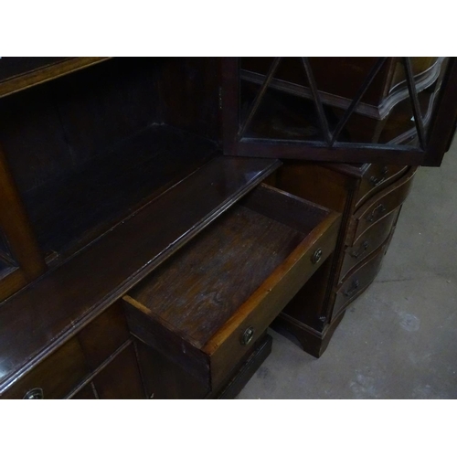 1108 - A 19th century mahogany 2-section library bookcase, W112cm, H200cm,