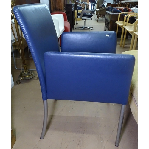 1163 - A Walter Knoll Jason armchair in blue leather, with maker's labels to reverse