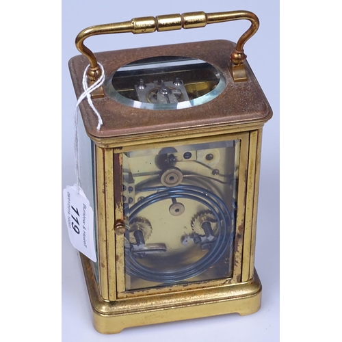 119 - A brass-cased carriage clock, height 5