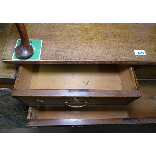 1210 - A 19th century mahogany chest with 2 short and 3 long drawers, bracket feet, W94cm, H94cm