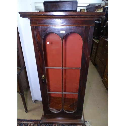 1221 - An Antique mahogany bookcase with single arch-top glazed door, W68cm