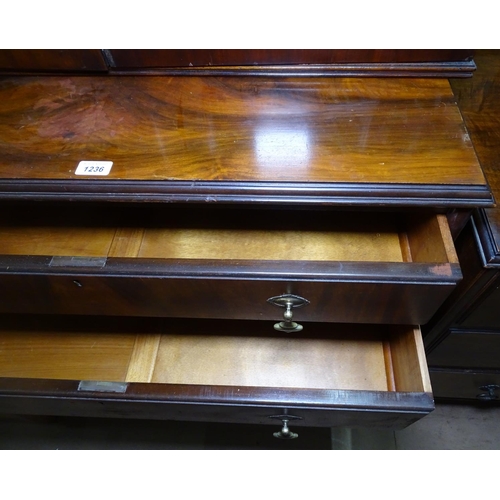 1236 - A 1930s walnut 4-drawer chest on cabriole feet, W91cm