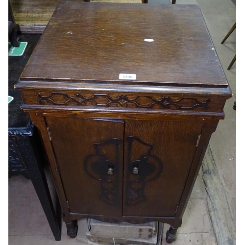 1246 - A Fullotone oak-cased gramophone cabinet, and a quantity of records