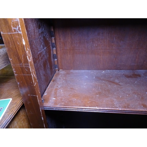 1263 - A reproduction mahogany floor standing open bookcase, marquetry inlaid decoration, W89cm