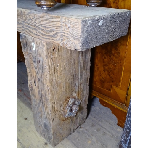 1270 - A rustic pine bench, L155cm