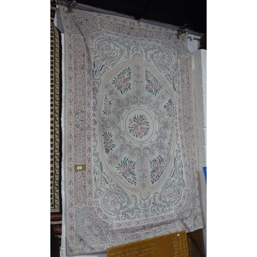 1313 - A Kashmiri wool chain stitch rug, 192cm x 134cm