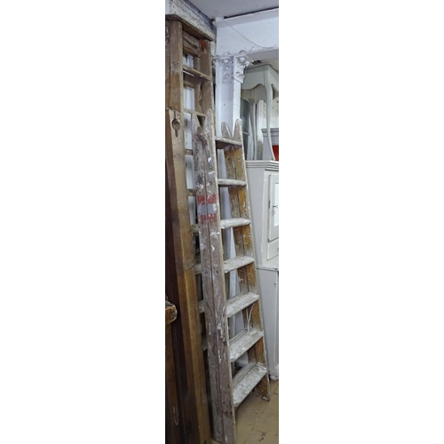 1324 - 2 Vintage pine step ladders