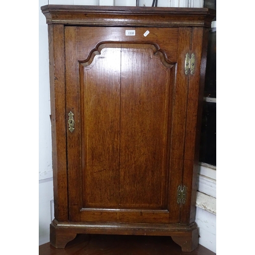 1330 - A George III oak corner cabinet with fielded panelled door, W70cm