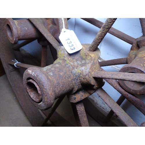 1333 - 3 Vintage cart wheels