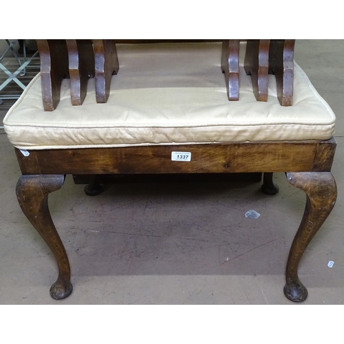 1337 - An Edwardian rectangular dressing stool, on cabriole legs, W63cm