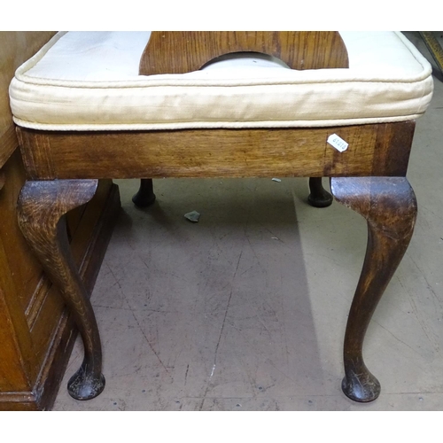 1337 - An Edwardian rectangular dressing stool, on cabriole legs, W63cm