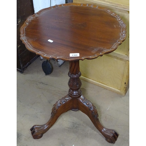 1366 - A reproduction mahogany tilt-top tripod table, with bird cage movement, W49cm