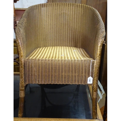 1367 - A gold Lloyd Loom bedroom chair