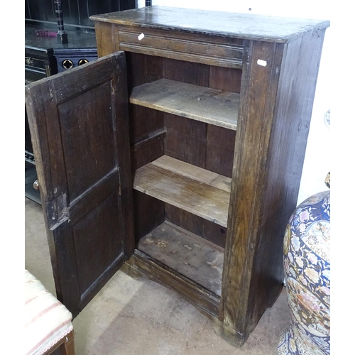 1396 - A 18th century joined oak side cabinet, with single panel door, W70cm