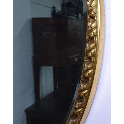 1398 - Modern oval giltwood wall mirror and a rectangular wall mirror (2)