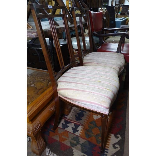 1402 - A pair of Maple & Company Edwardian satinwood-strung salon chairs, stamped to seat rail