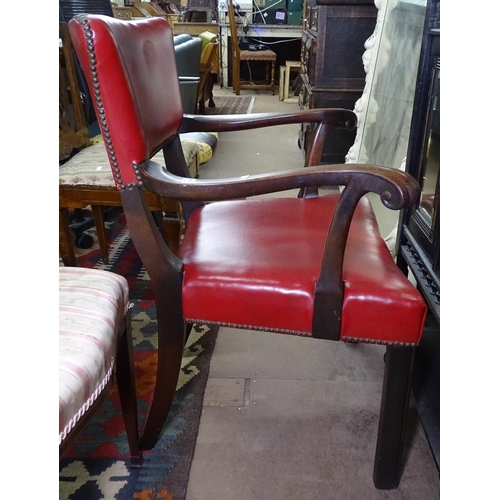 1403 - An Edwardian mahogany and studded upholstered desk chair