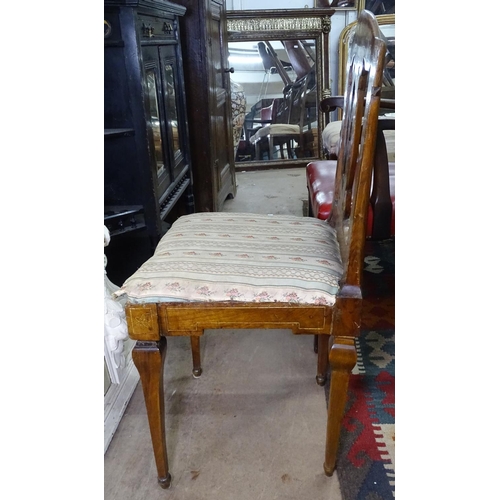 1404 - An18th / 19th century inlaid Norwegian side chair, with upholstered seat