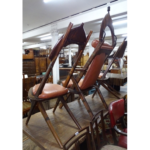 1416 - A Napoleonic camel saddle armchair and 2 matching side chairs, probably Egyptian 19th century