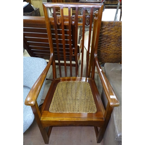 1419 - A Charles Rennie Mackintosh Hous'hill armchair with cane seat, late 20th century