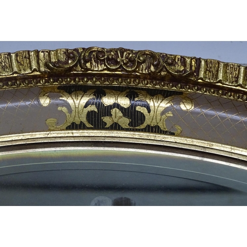 1421 - A circular gilded and floral etched wall mirror, W69cm