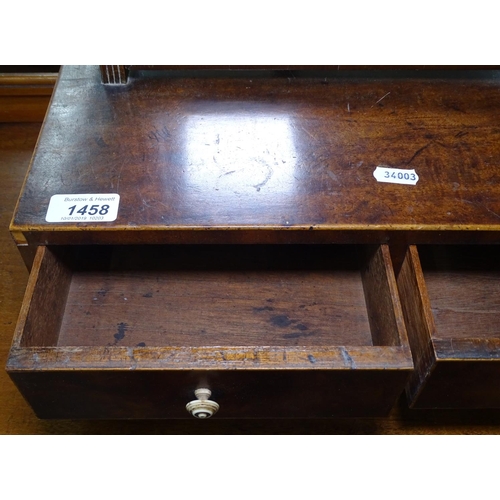 1458 - A Regency mahogany box swing toilet mirror, with 2 drawers, on bun feet, W42cm