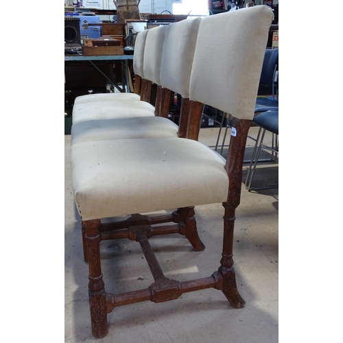 1464 - A set of 4 Gothic revival Pugin design House of Lords oak dining chairs, circa 1870