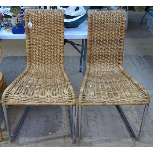 1468 - A pair of Tecta (Germany) B25 cane and tubular steel cantilever chairs