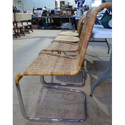 1468 - A pair of Tecta (Germany) B25 cane and tubular steel cantilever chairs