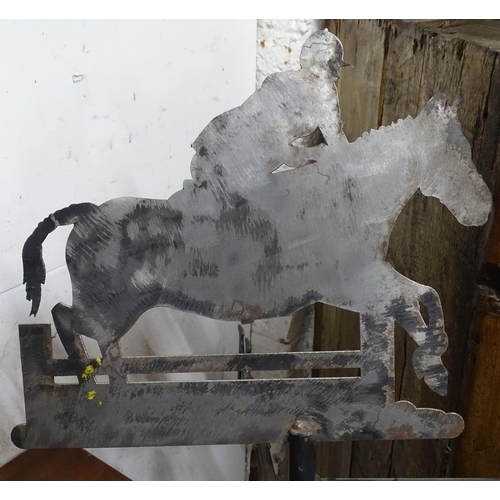 1479 - A horse racing design cast-iron weather vane, H122cm