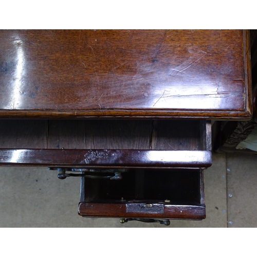 1482 - An 18th century mahogany Queen Anne style writing desk, with a single frieze drawer, a recessed pane... 