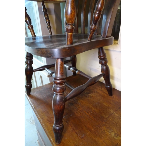 1501 - A modern stained beech kitchen Windsor elbow chair