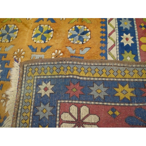 1528 - A red and blue ground Turkey carpet, 332cm x 213cm