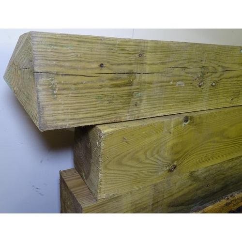 1539 - A set of 5 hardwood gateposts, L2.4m x W20cm