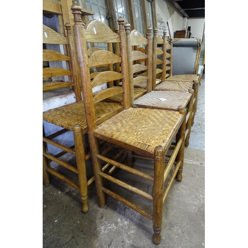 1559 - A set of 8 19th century turned ash ladder-back chairs