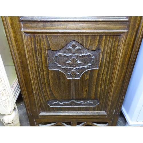 1569 - A Continental painted cabinet, and a stained beech display cabinet (2)