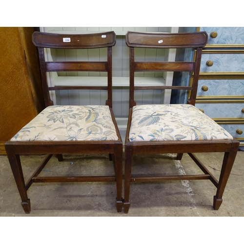 1594 - A pair of Georgian mahogany side chairs, with table top rails and drop in seats