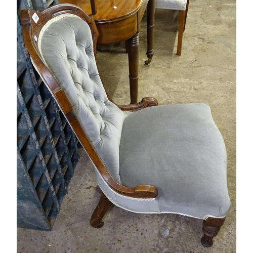 1606 - An Edwardian walnut-framed and upholstered nursing chair