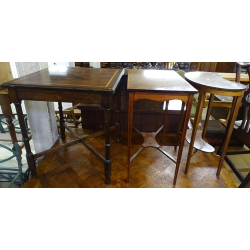 1611 - An Edwardian mahogany kidney-shaped table, and 2 mahogany and banded occasional tables (3)